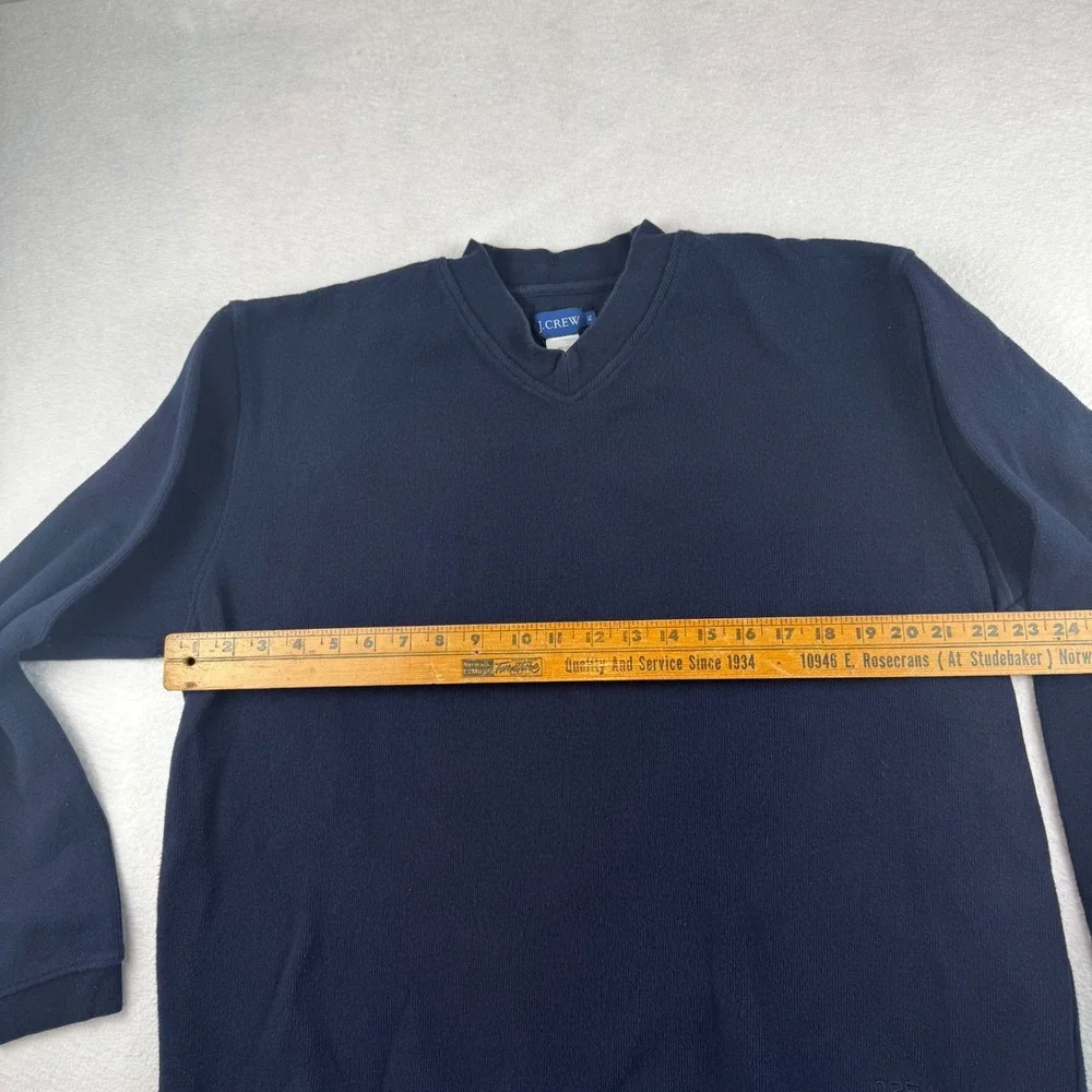 J.Crew Mens XL Navy Blue Cotton V-Neck Long Sleeve Textured Pullover Sweater
